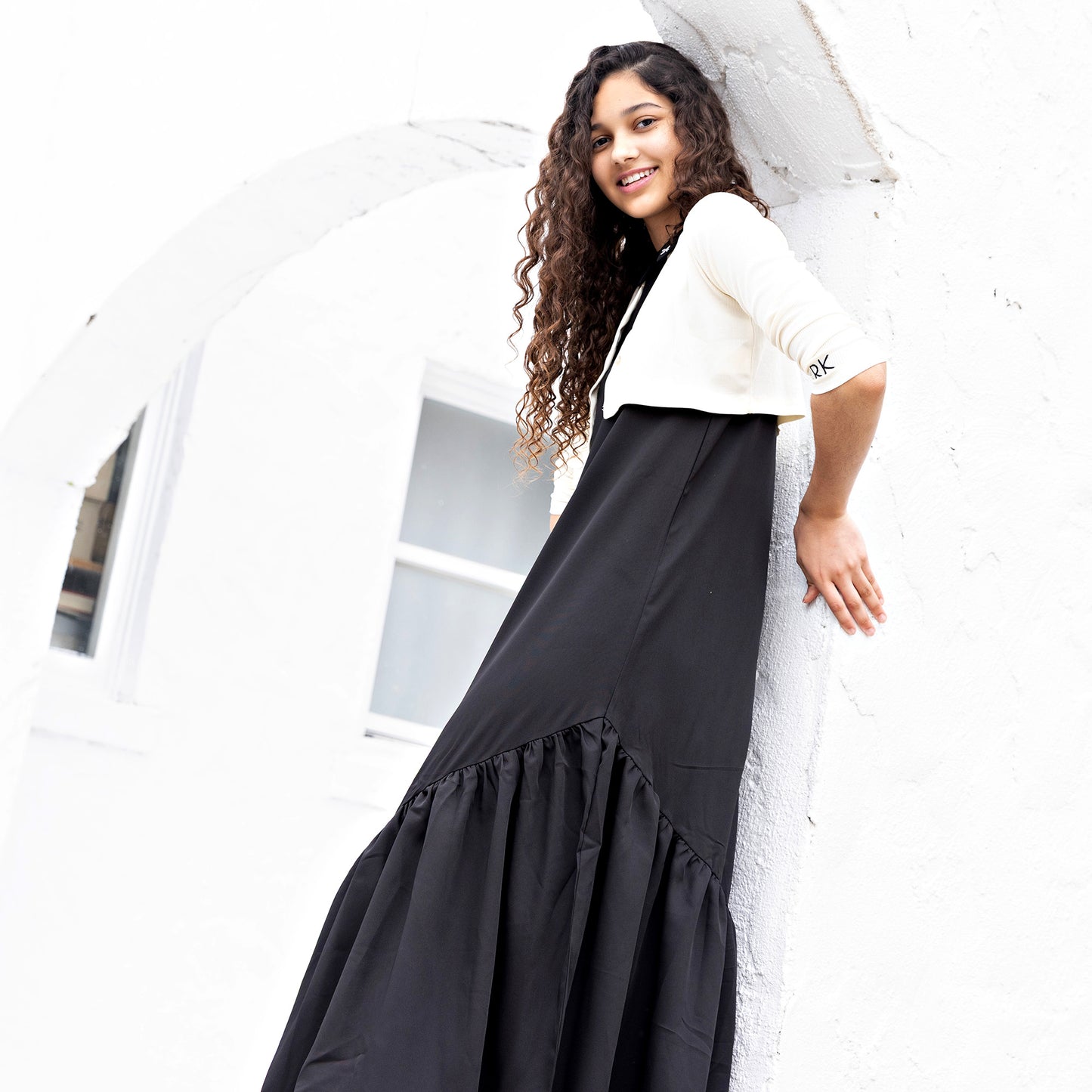 RetroKid Emery Slanted Tier Collar Maxi Dress