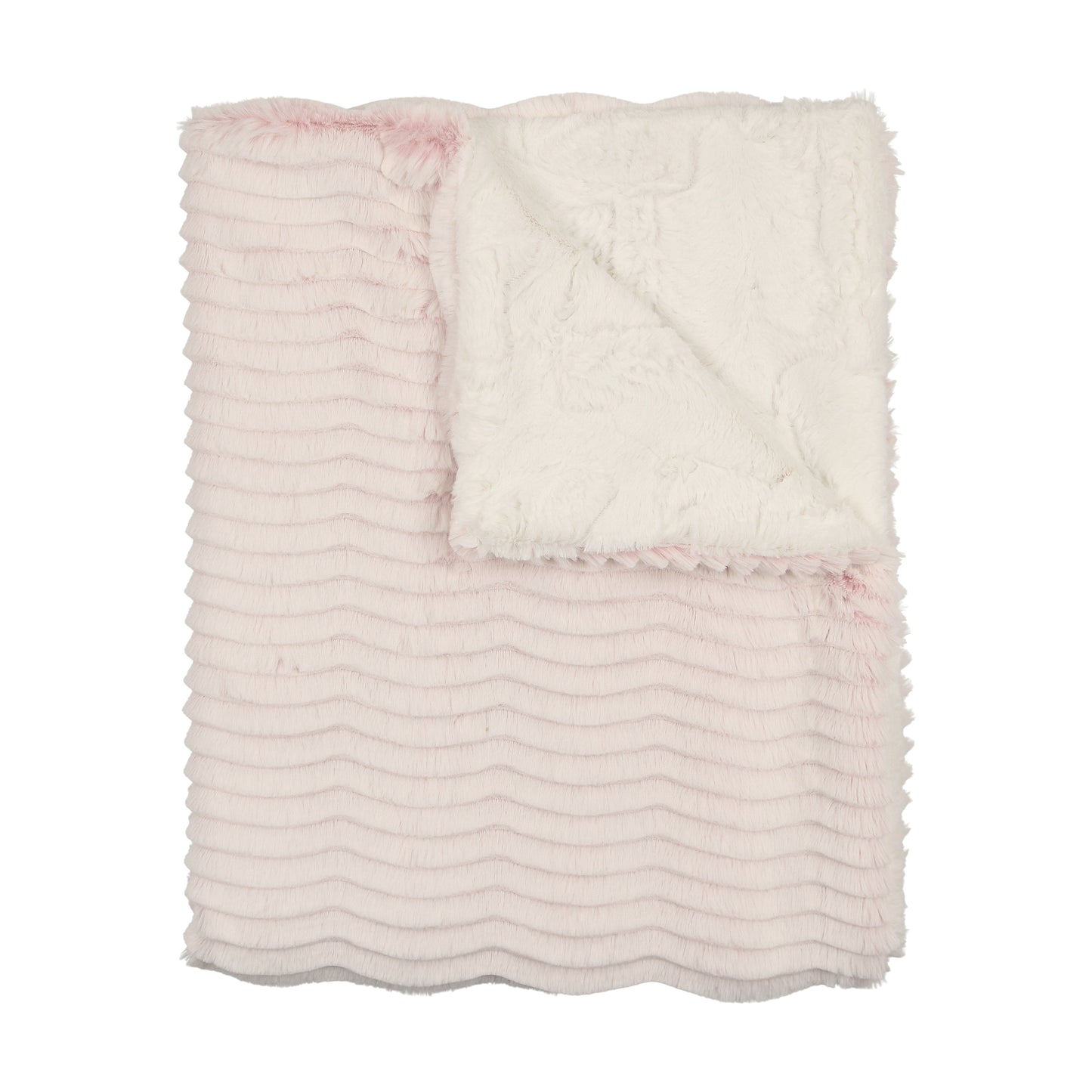 Peluche Wave Fur Blanket - Mauve and Natural