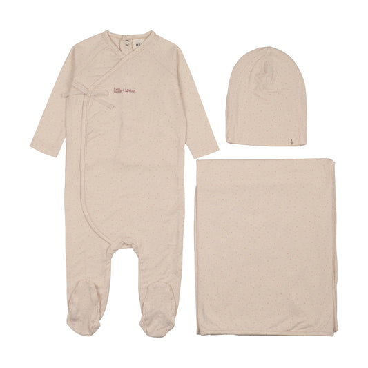 Mock Wrap Polka Dot Footie 3Pc Set