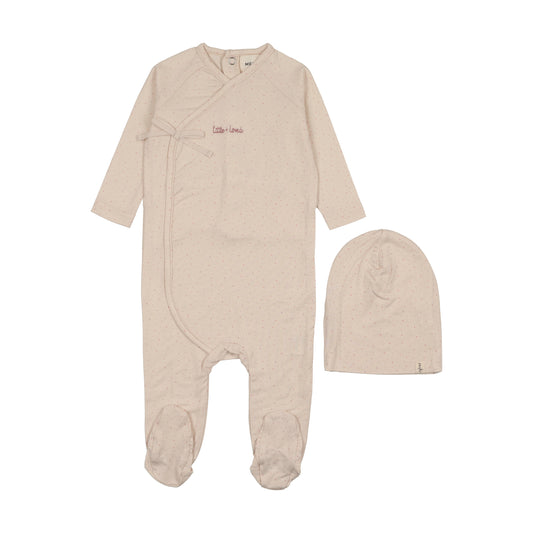 Mock Wrap Polka Dot Footie & Beanie
