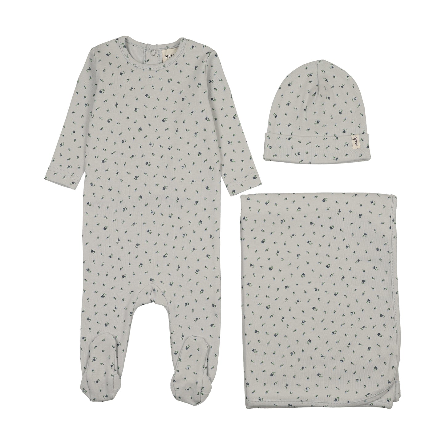 Floral Print Snap Back Footie 3Pc