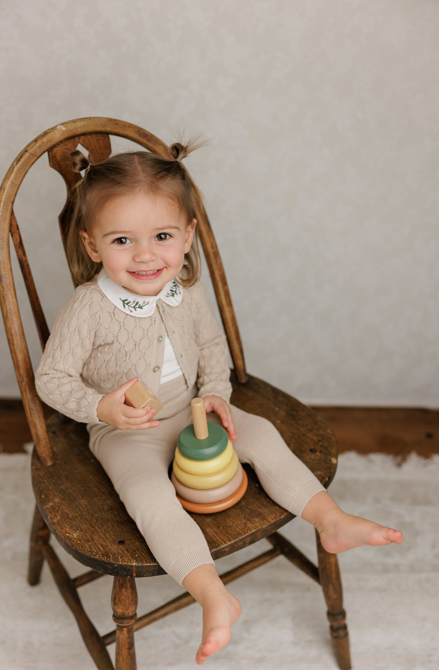 Peluche Pointelle Cropped Cardigan and Bonnet Set