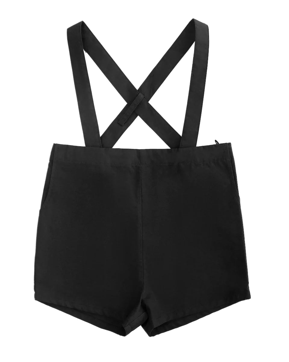 Boys Suspender Shorts - Black