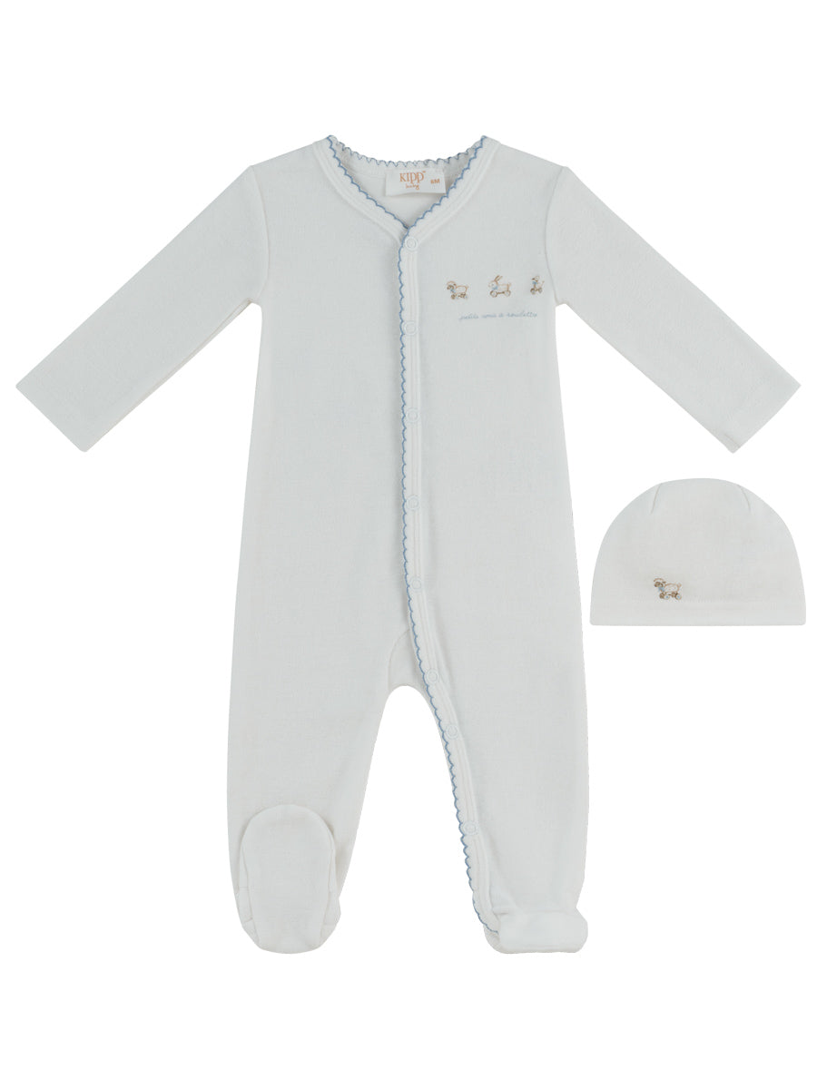 Terry Footie & Hat Set - Blue