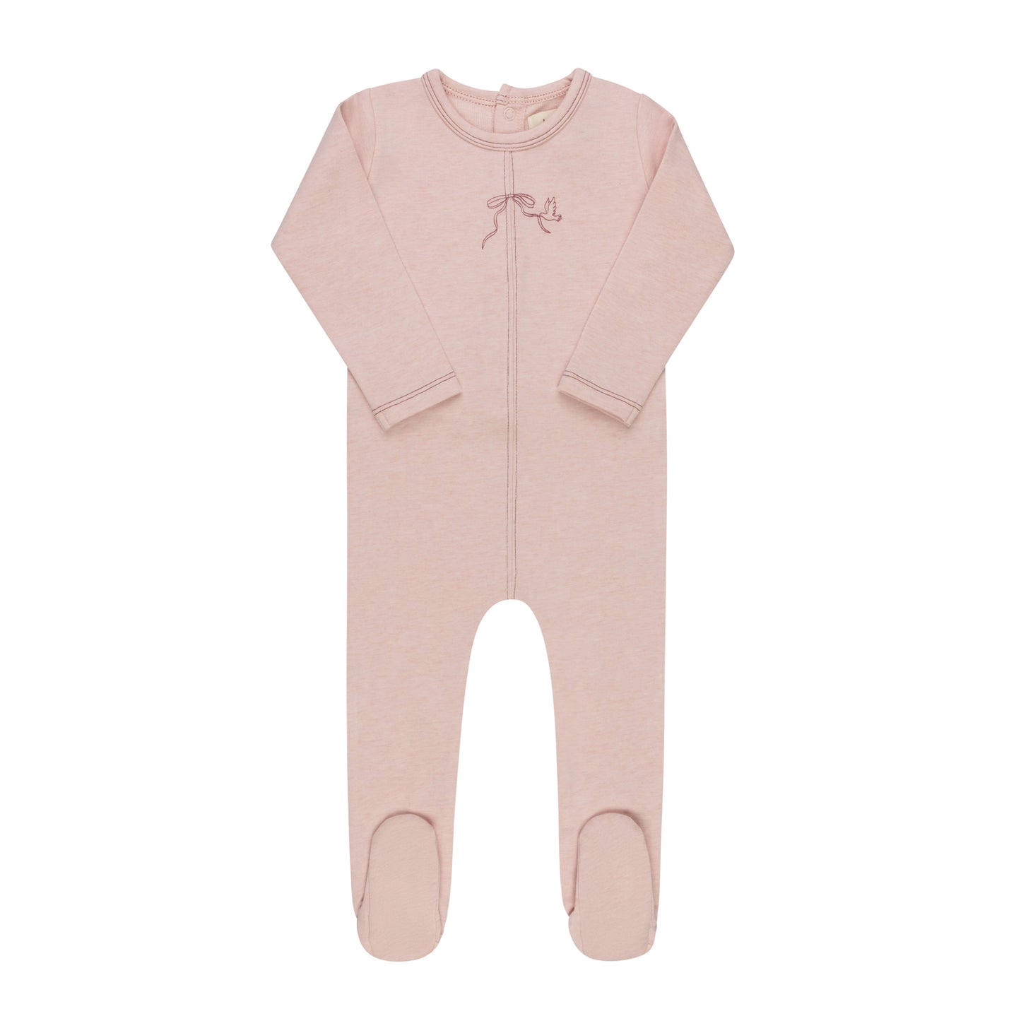Bird Seam Footie - Pink