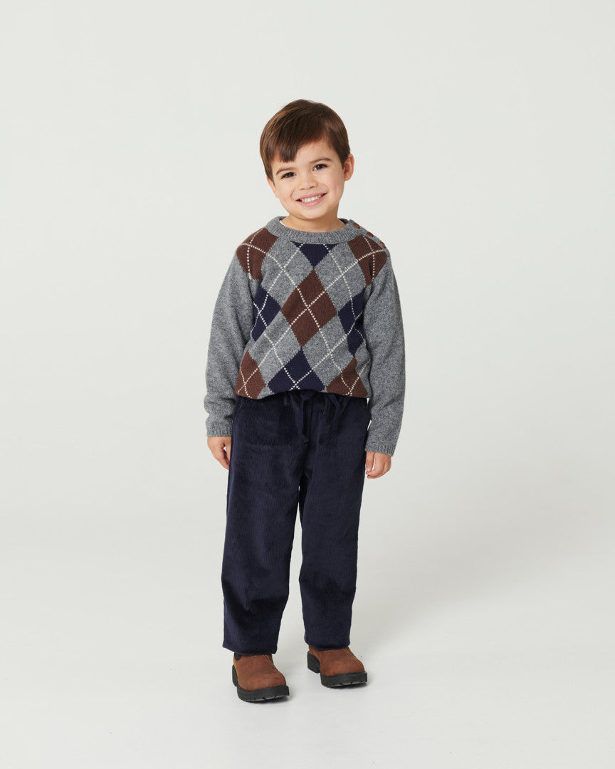 Argyle Knitted Pull Over - Grey