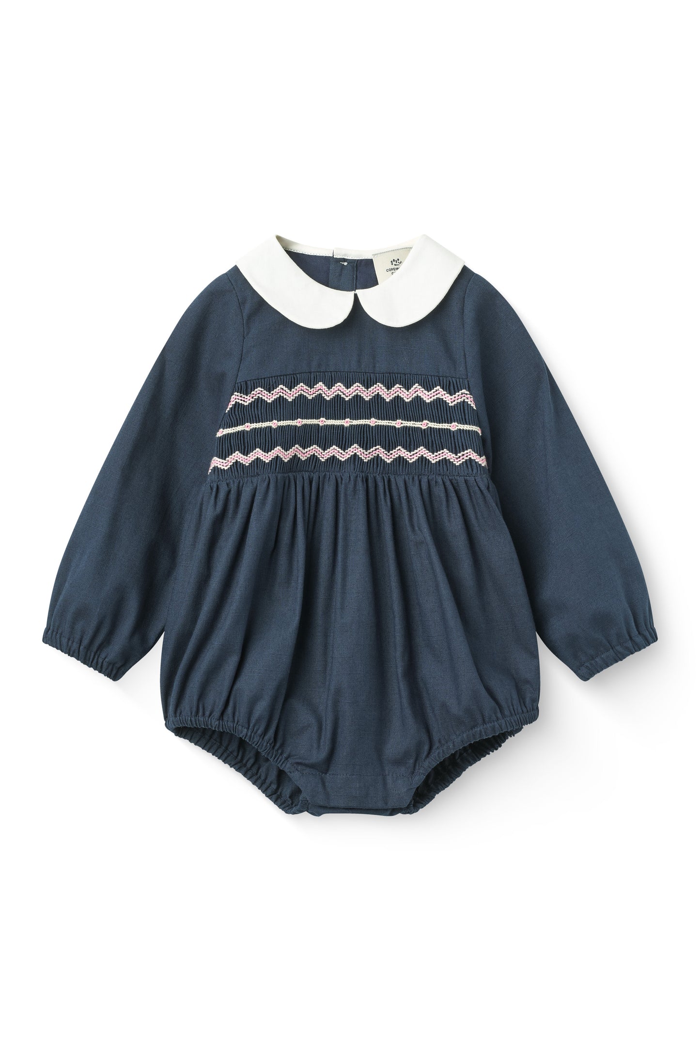 Romper W. Smock And Handmade Embroidery - Navy