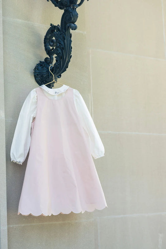 Taffeta Scallop Hem Jumper with Shirt - Champagne