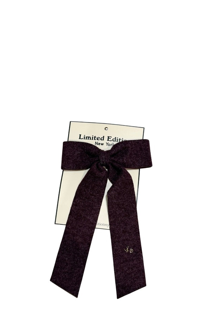 Brushed Wool Bow - Plum