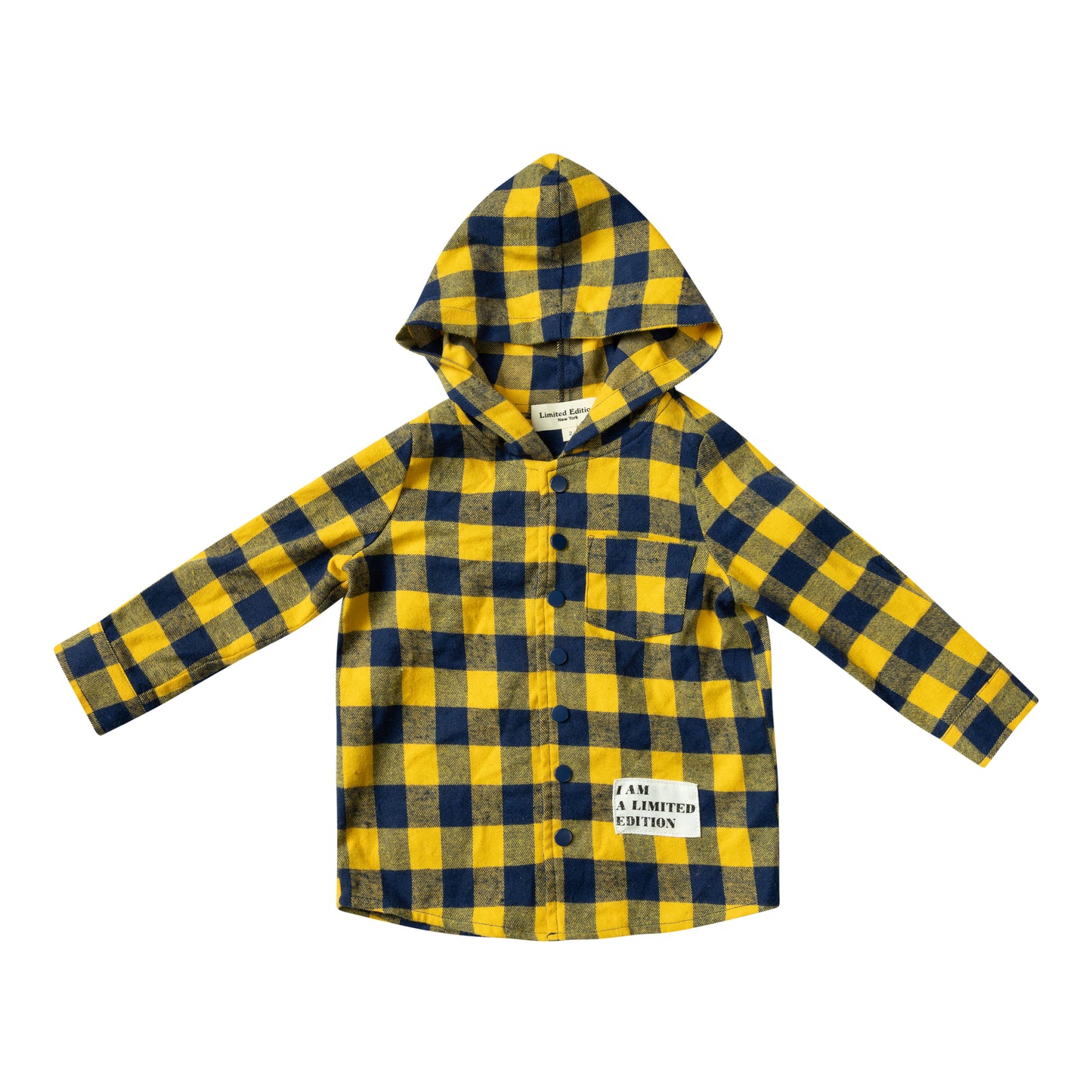 Plaid Hooded Shirt-Blue