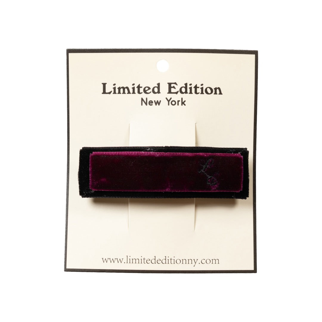 Two Tone Velvet Barrette - Burgundy and Black