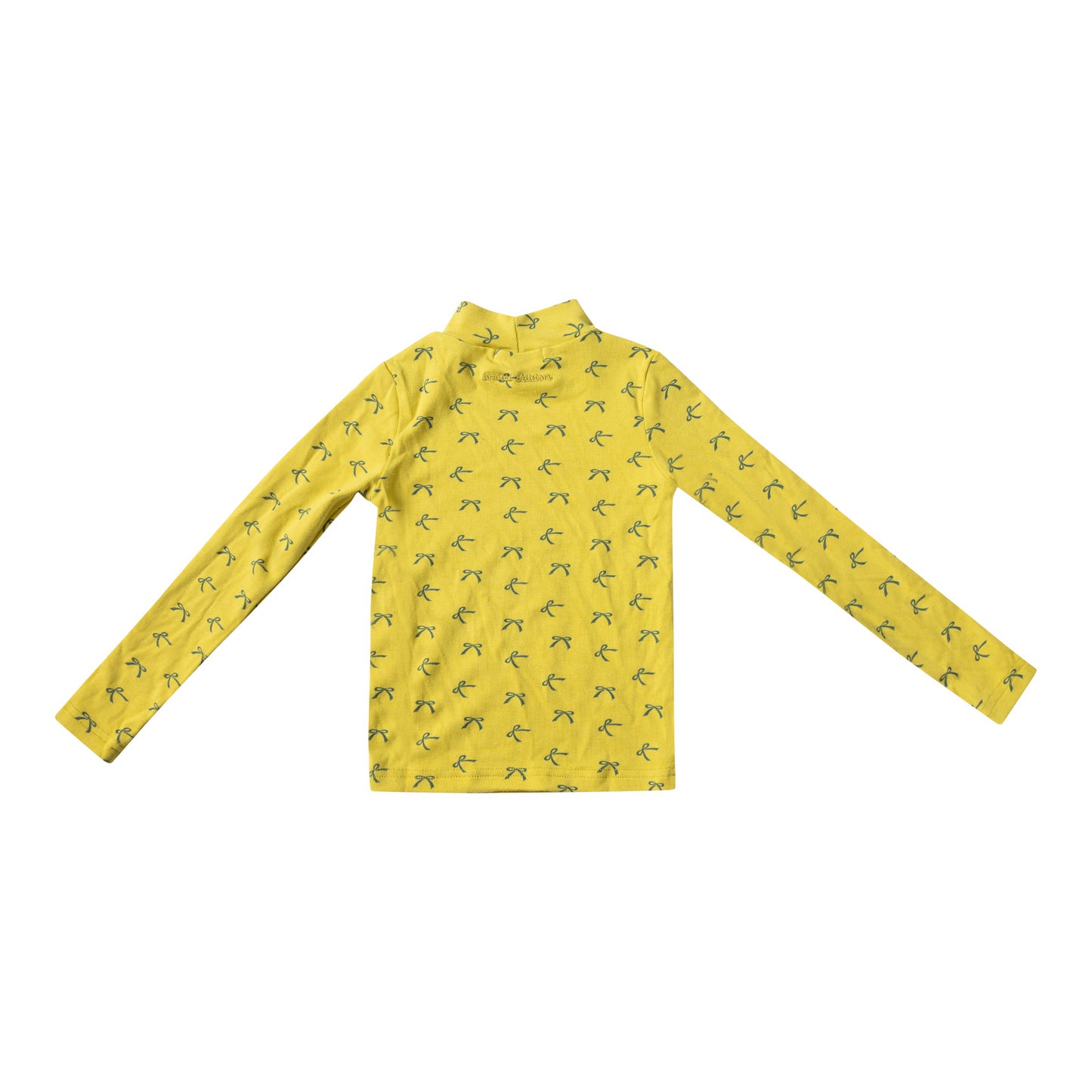 Bow Print Mock neck-Mustard