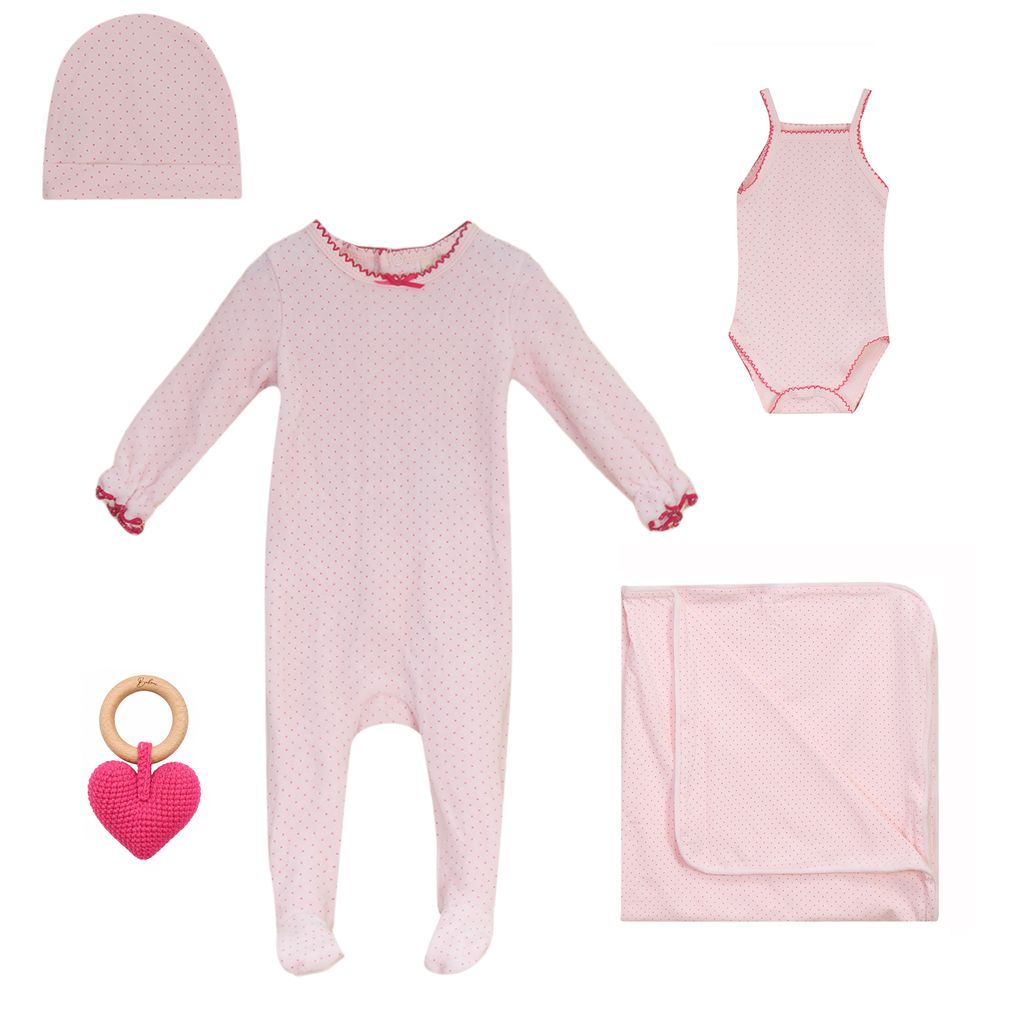Polka Dotted Velour, Take Me Home Set - Light Pink