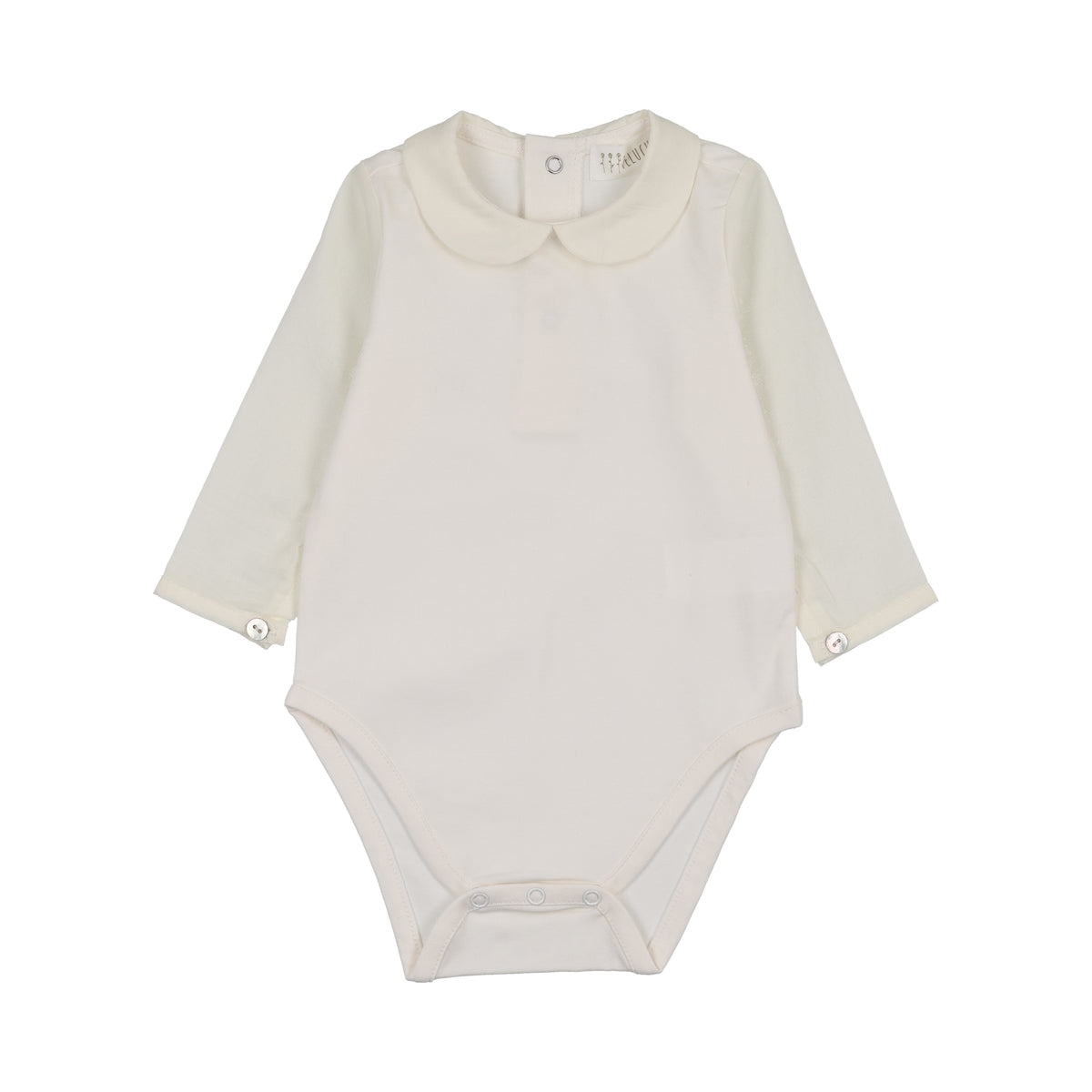 Bodysuit with Shirtsleeve/Button - Cream