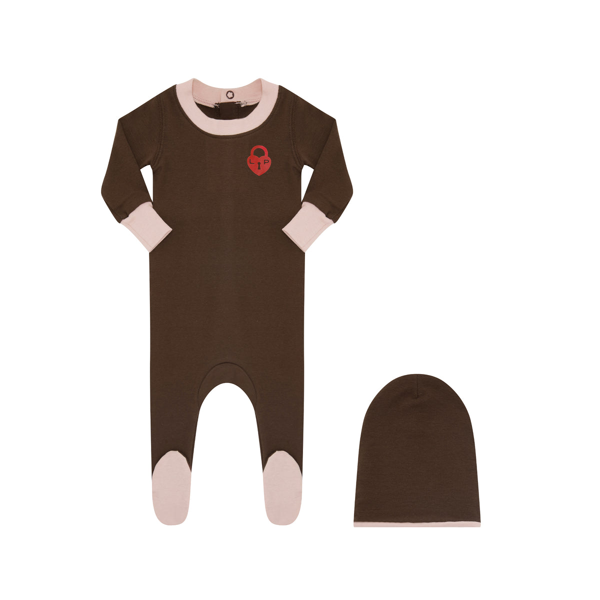 Chestnut Locket Footie - Brown/Pink