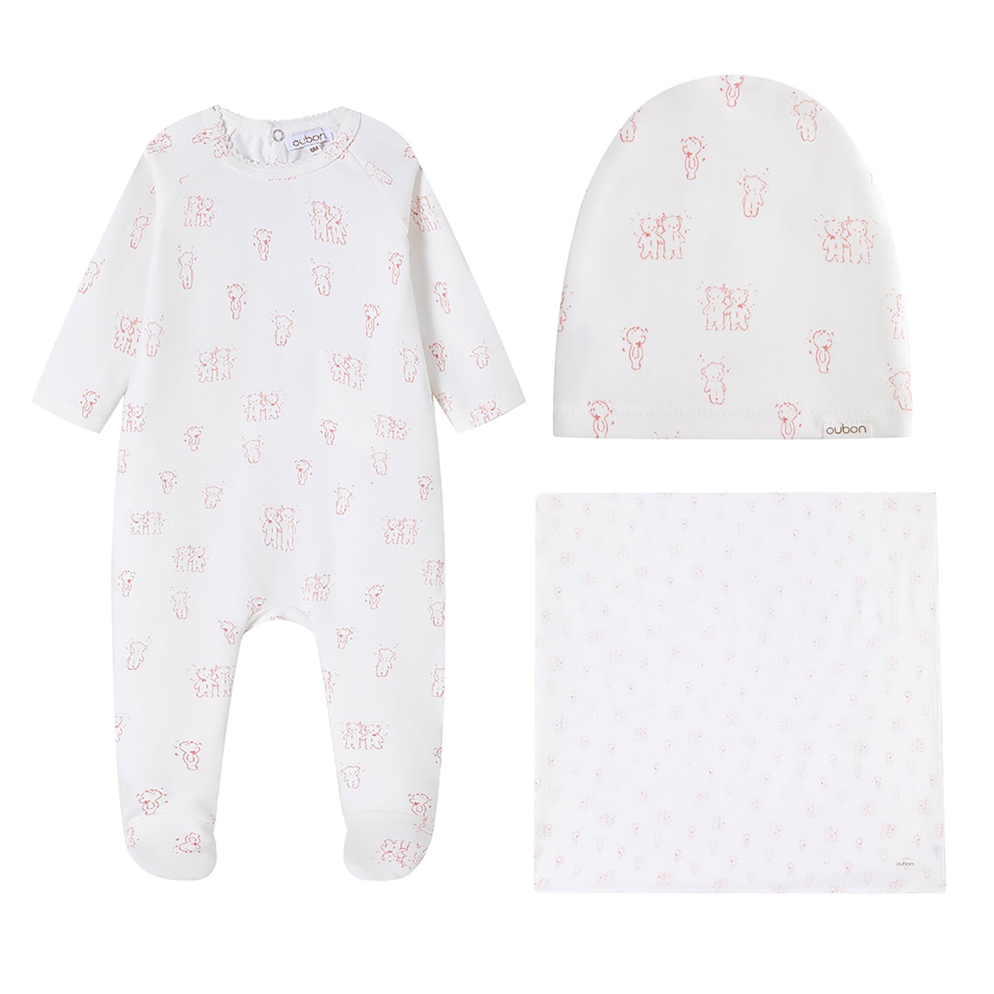 Teddy All Over Print 3pc Set - Pink