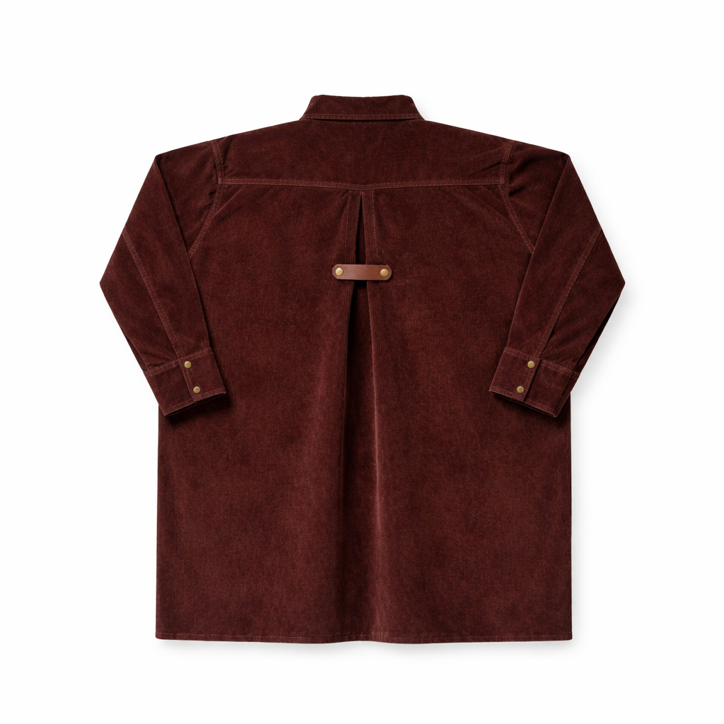Pleat Detail Shirt Dress — Brick Corduroy