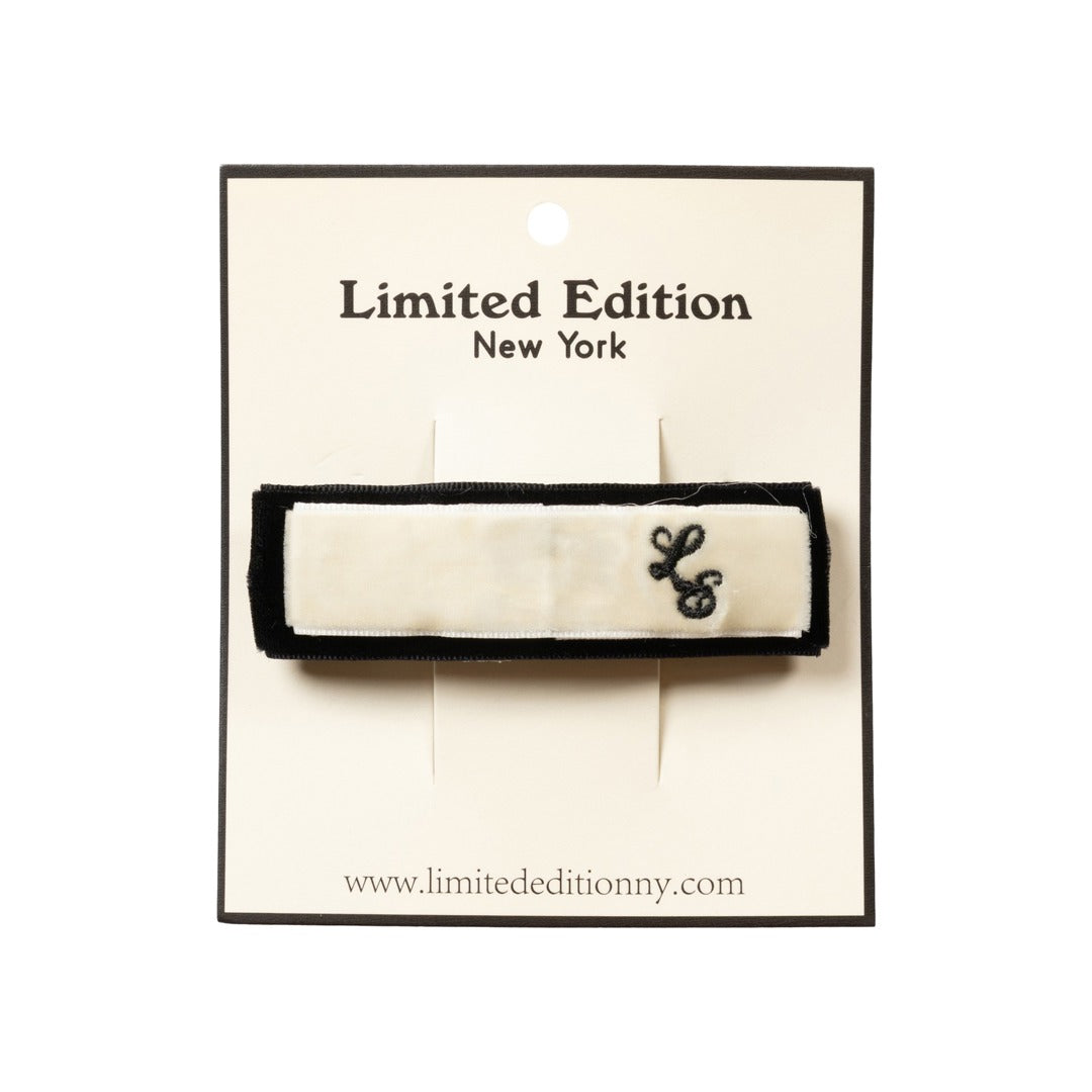 Two Tone Velvet Barrette - Ivory and Black