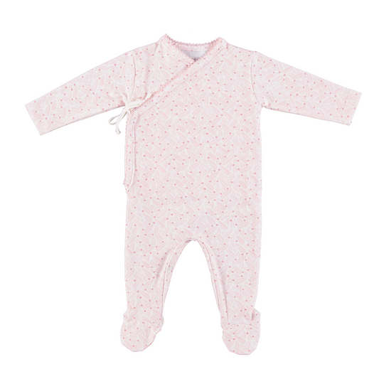 Idra Overall And Bonnet - Pink Leaves