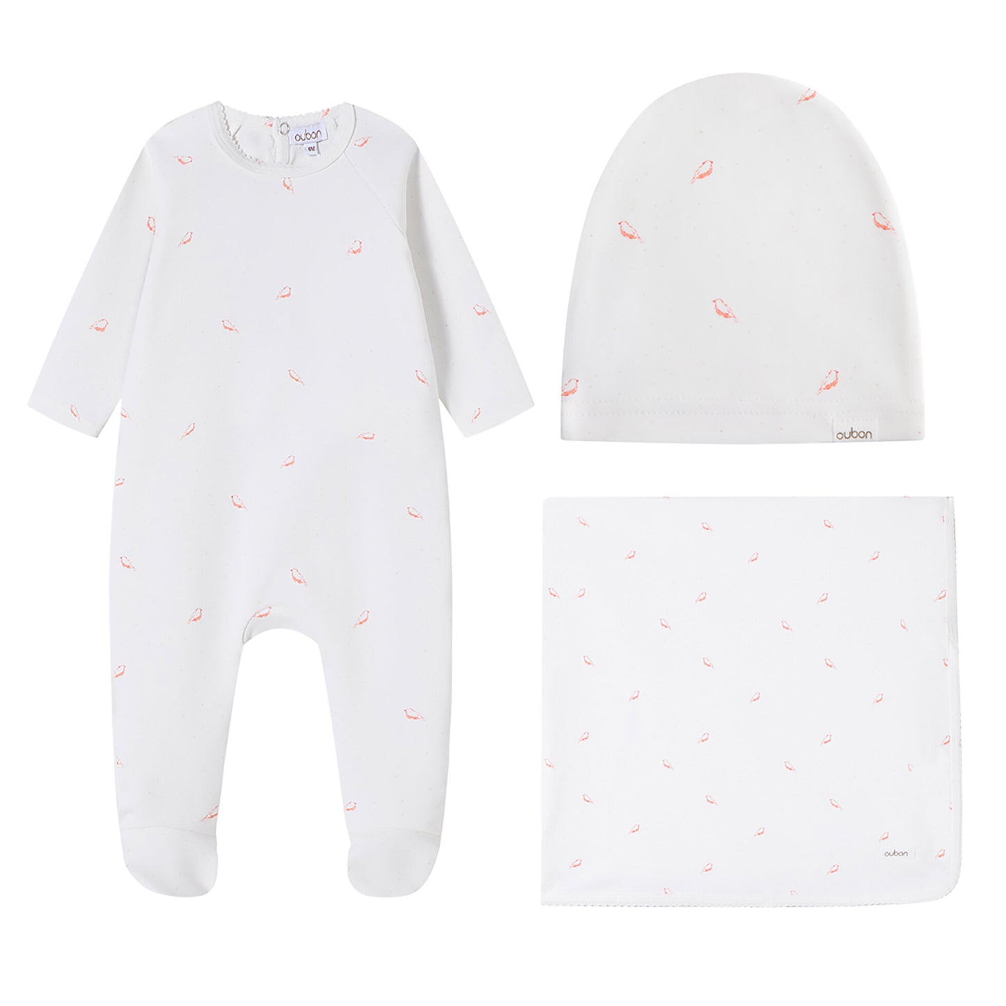 All Over Bird Print 3pc Set - Pink