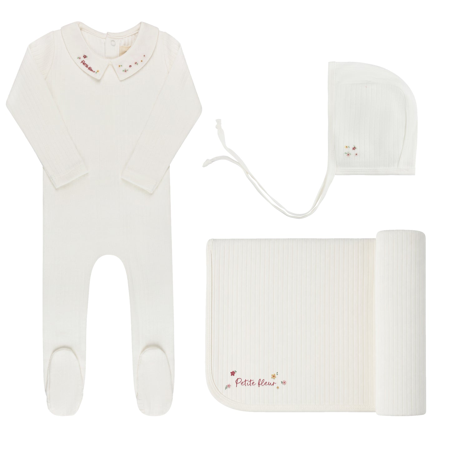 Floral Star Embroidered Collar Take Me Home Set - Ivory Pink