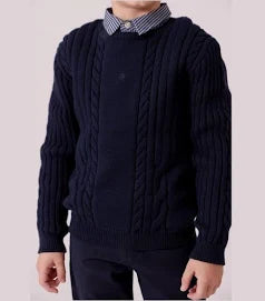 Sean Cable Knit Sweater - Navy