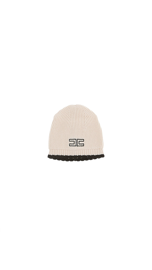 Knit onepiece/ Hat (ENCP086) - Milk/Black (sold with blanket only)