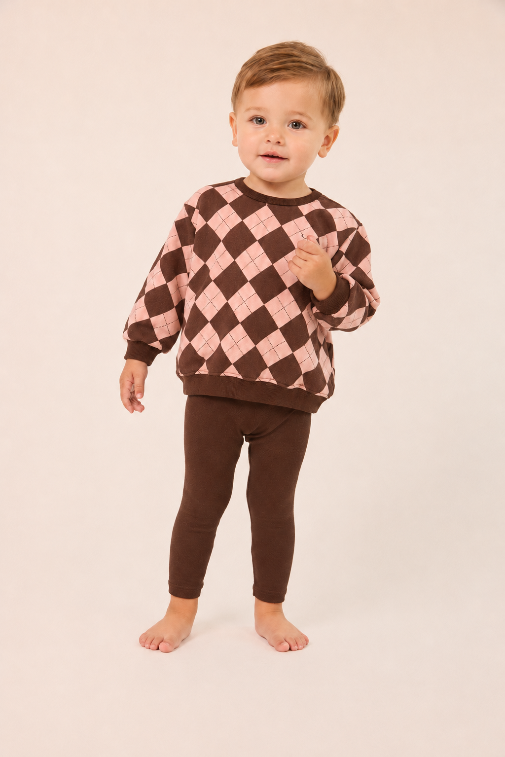Toddler Argyle Sweatshirt Set - Brown