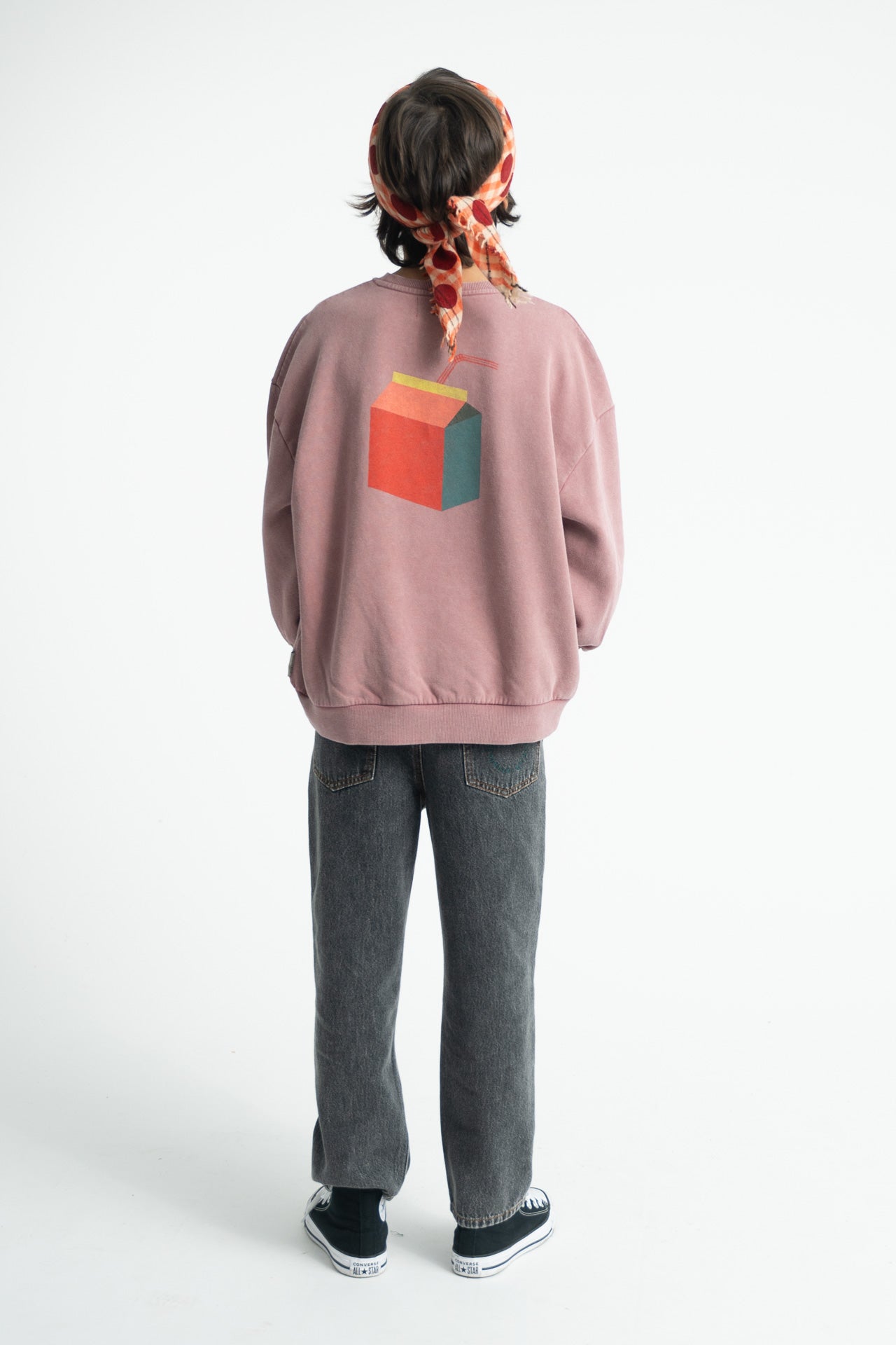 Oversized Sweatshirt (FLP2607) - Pink W/ Lunch Break Print