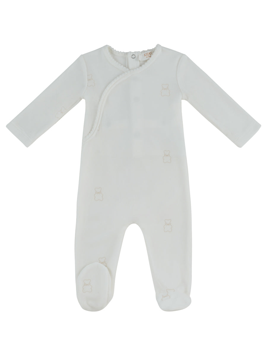 Petit Ours Pattern Footie - Stone