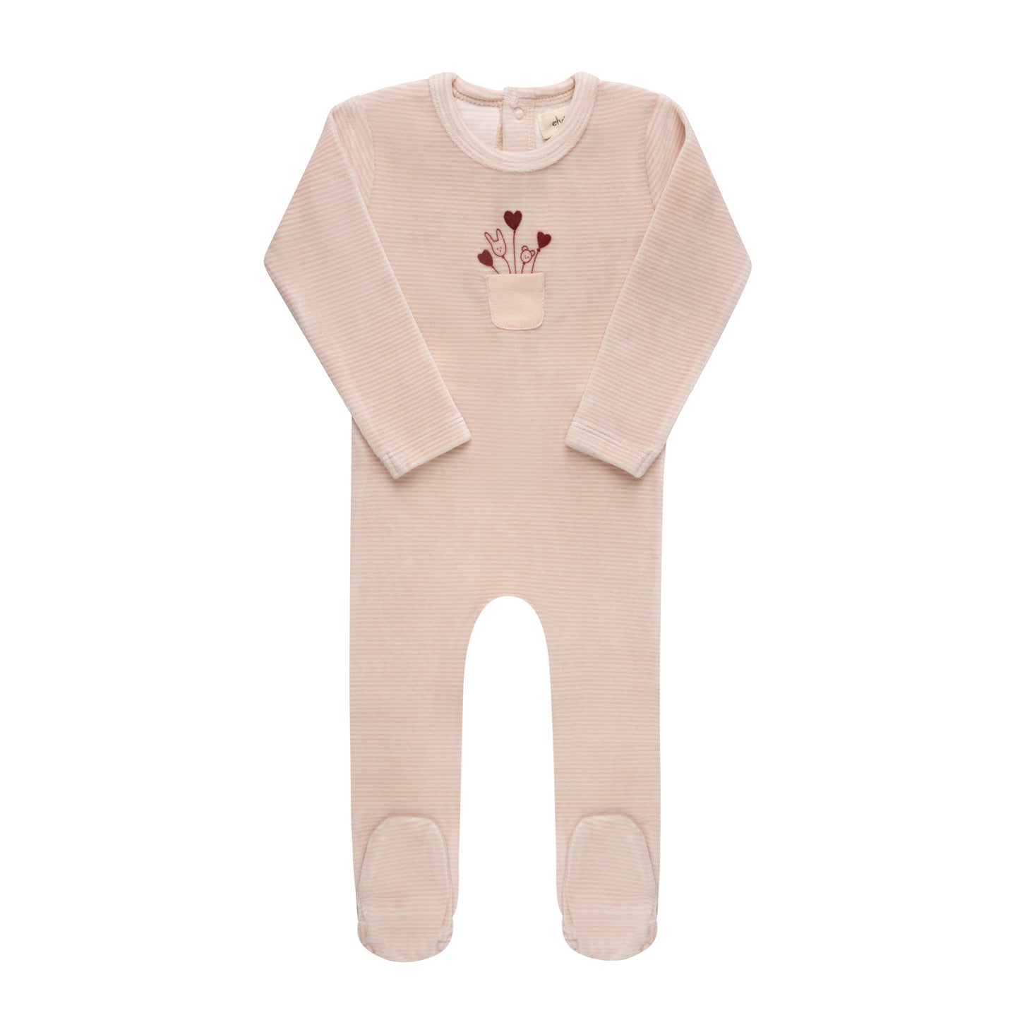 Stripe Footie - Ivory Pink