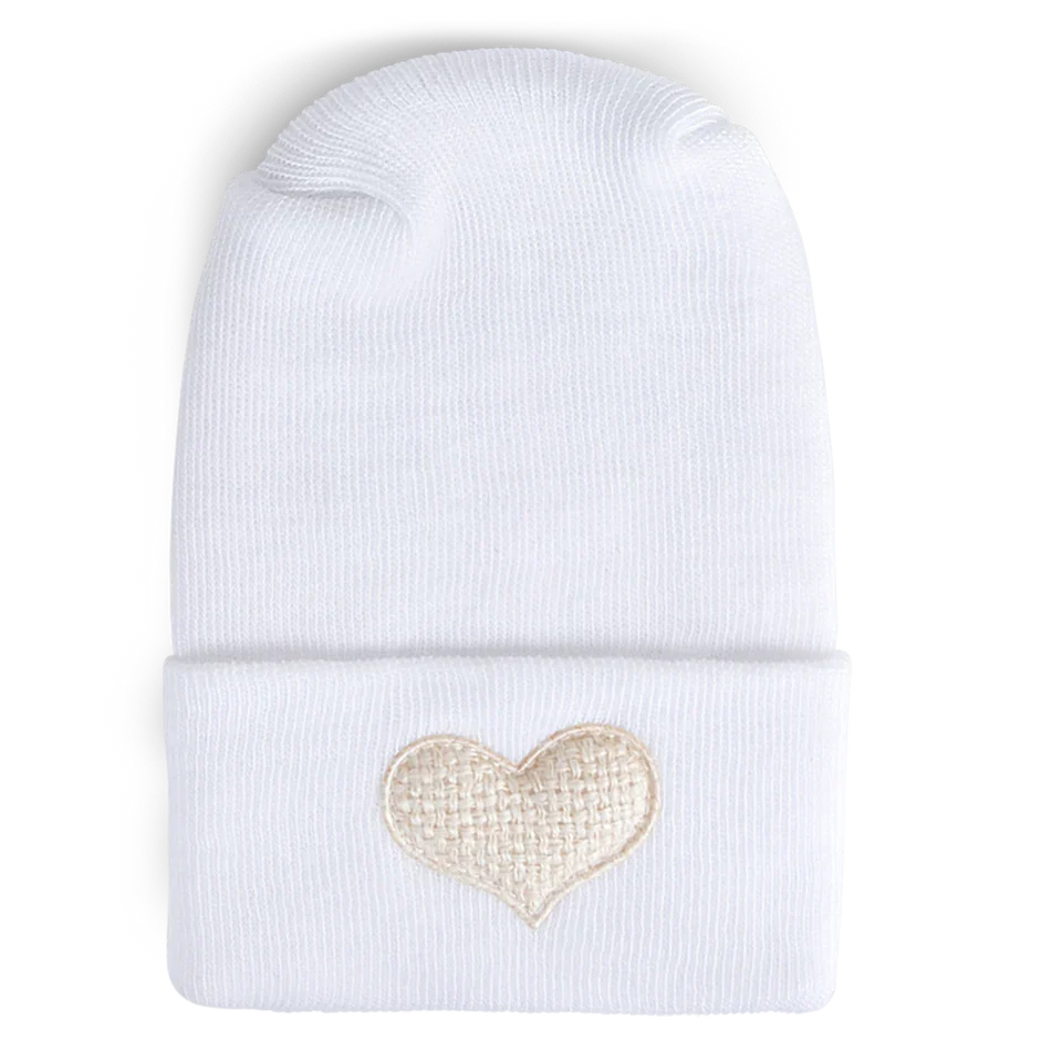 Adora Hospital Hat - weave mini ivory heart