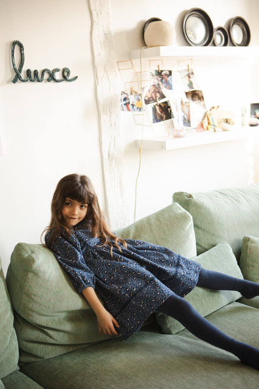 Mahana Long Light Denim Leopard Dress - Blue