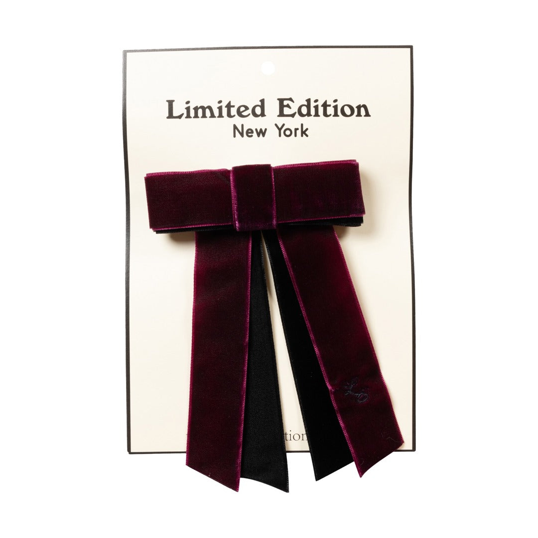 Two Tone Velvet Bow - Small, Burgundy and Black