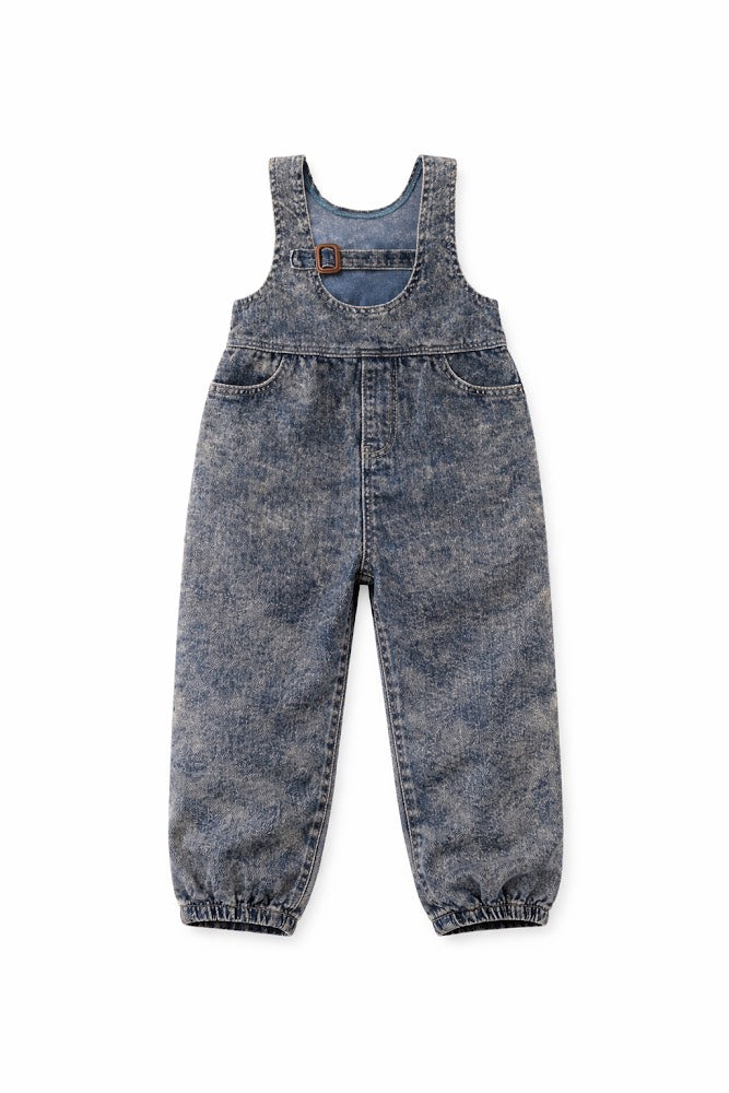 Corduroy Buckle Romper — Navy Wash