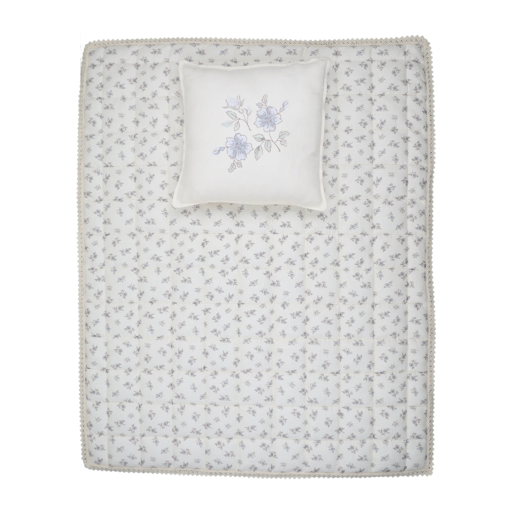 Blossom Quilted Blanket / Crochet Trim + Square Pillow