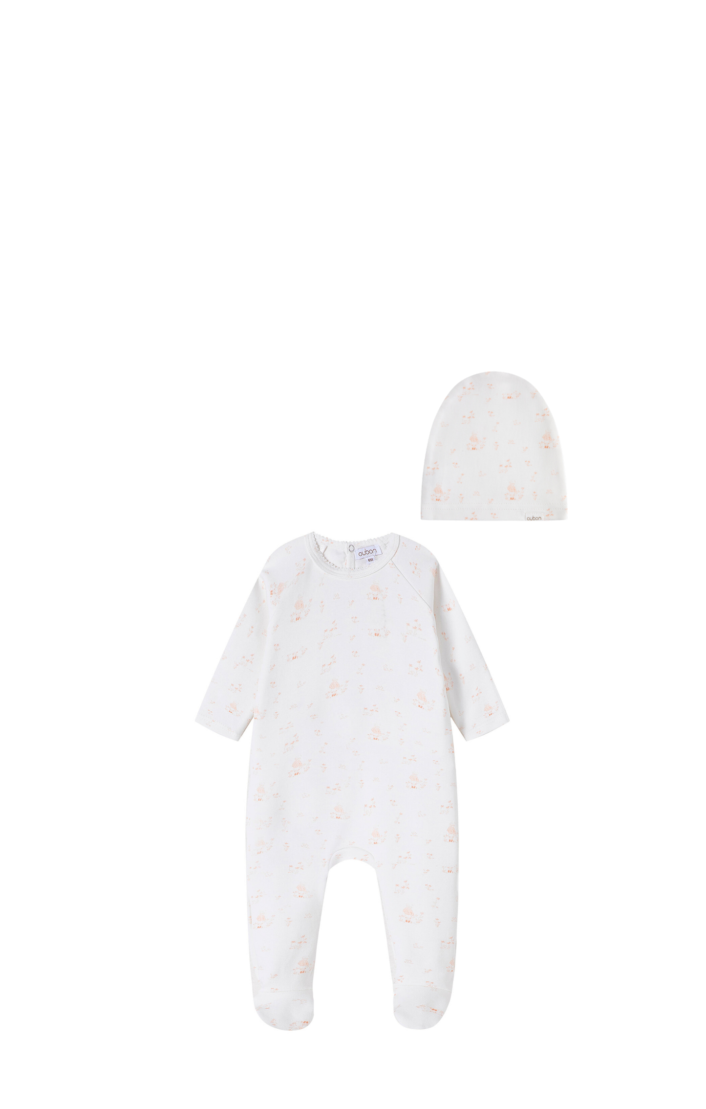 Forest Print Footie/Hat - Pink