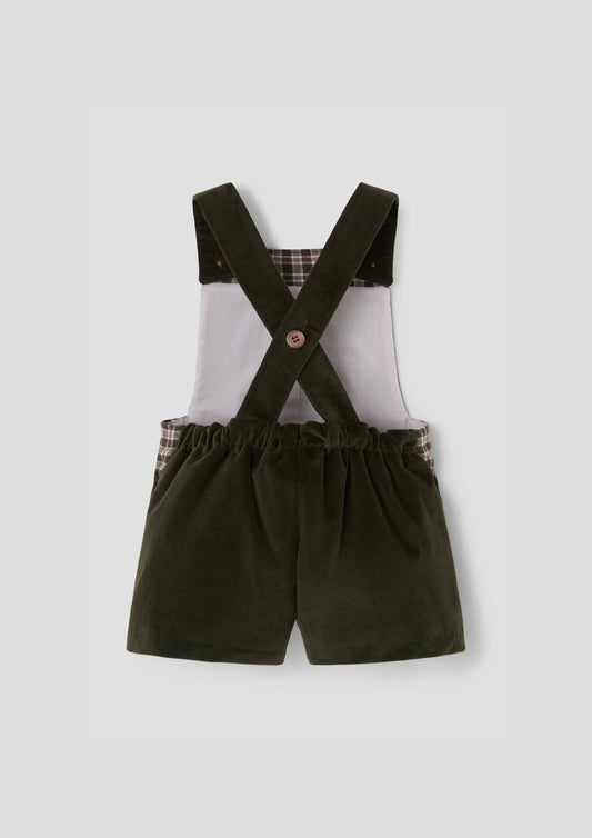 Velvet Contrasting Dungaress 9.2 - Moss Green