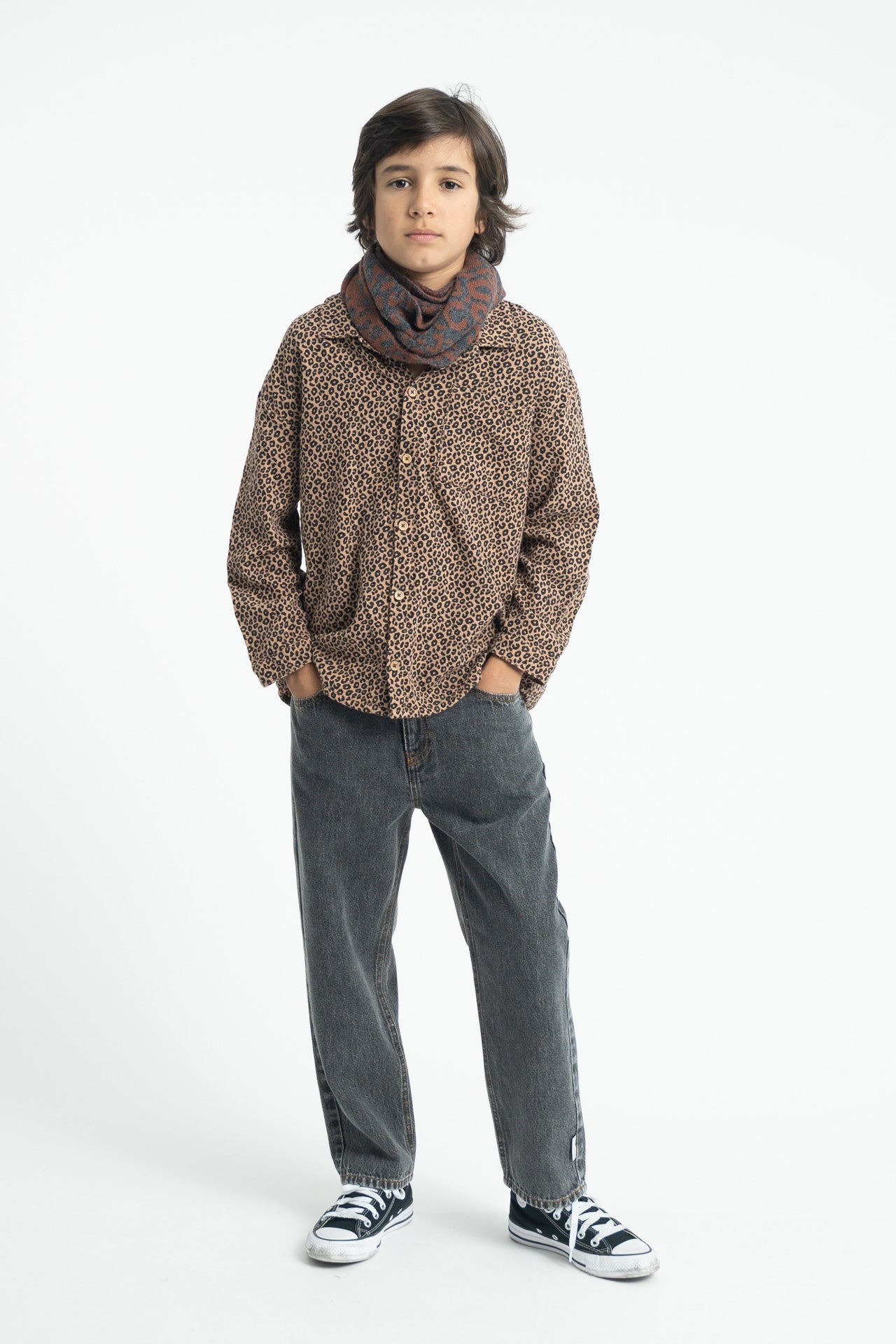 Shirt (MN2602) - Brown W/ Animal Print