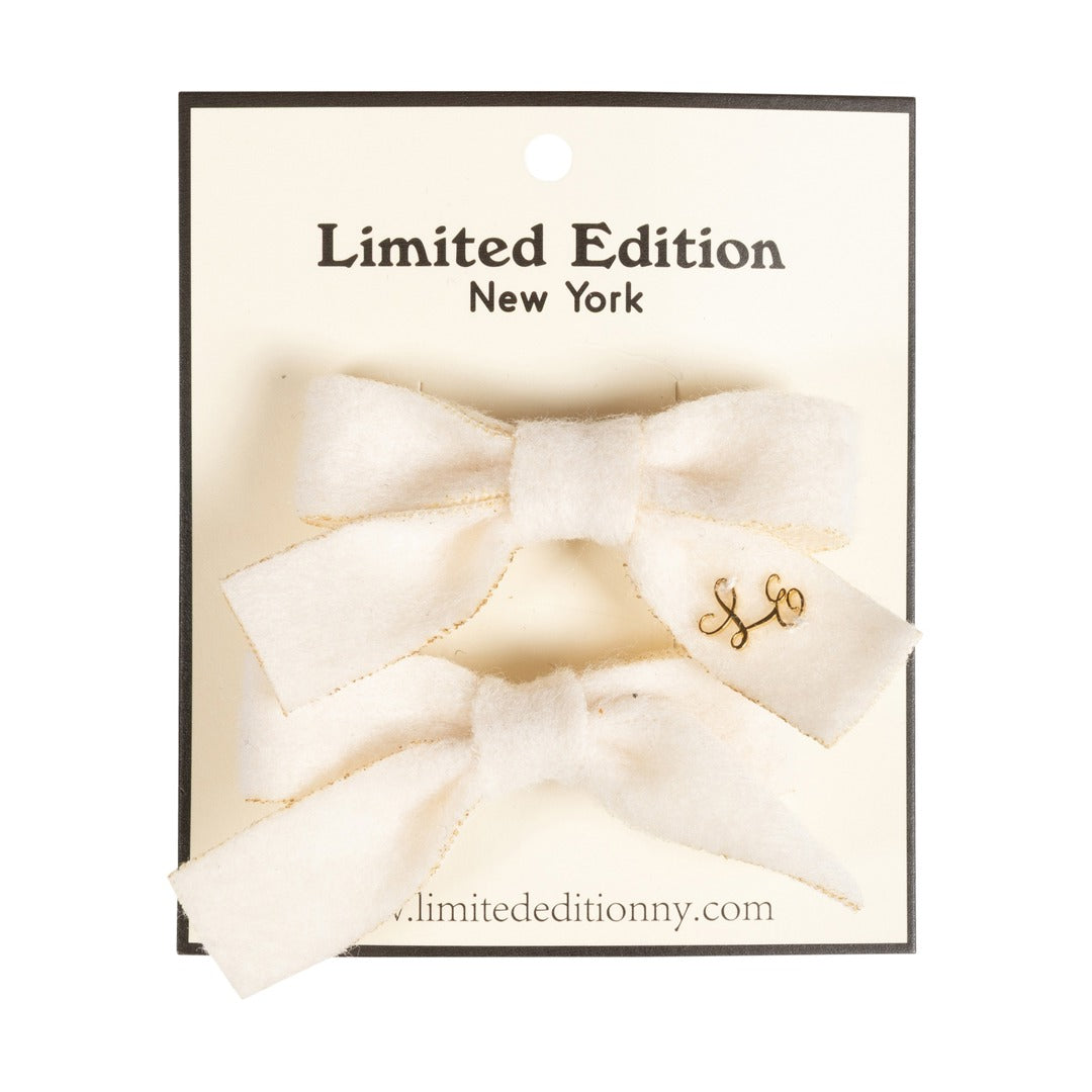 Brushed Wool Mini Bow 2 pack - Ivory