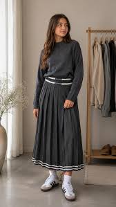 Long Skirt (26071) - Light Grey