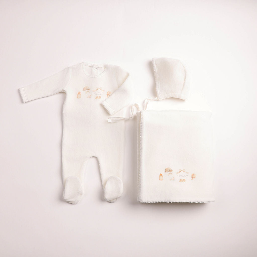 All Things Baby Velour 3Pc Set - Chalk White Girls