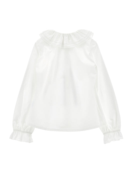 Button Up Shirt With Logo Ribbon Tie - Panina/Nero
