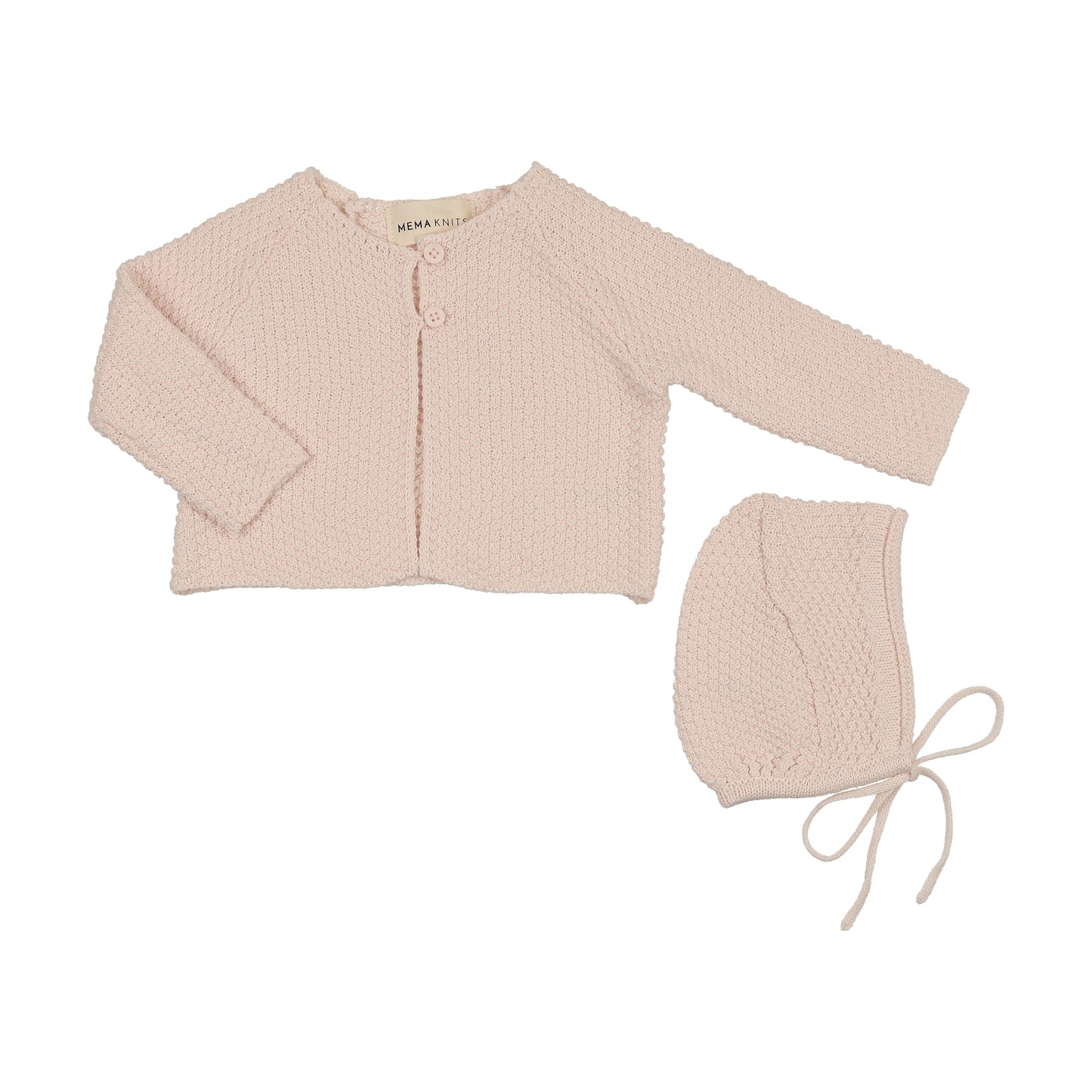 Waffle Ruffle 2pc Set W/ Bonnet - Blush