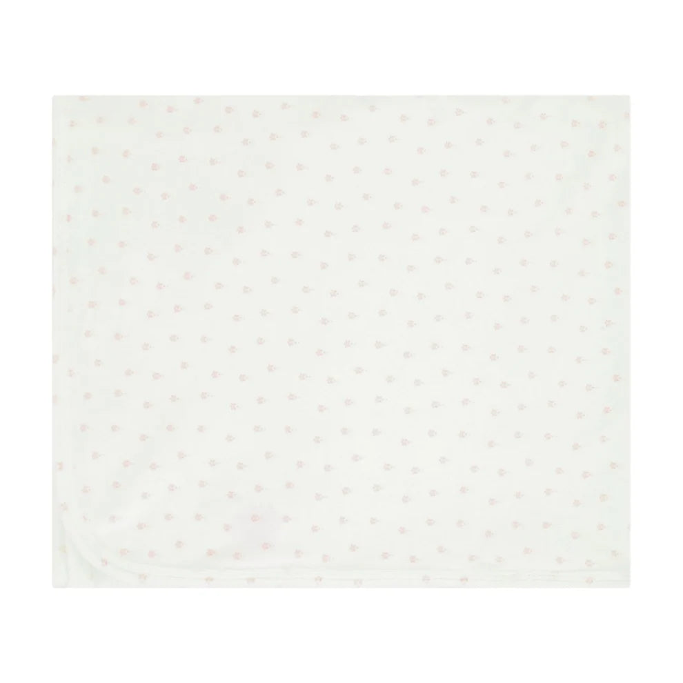 Velour Printed Blanket - White-Pink