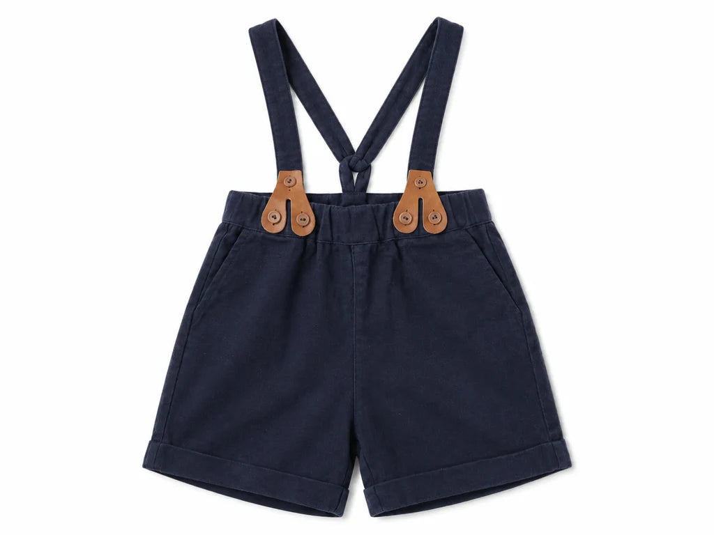 Boys Suspender Shorts - Navy