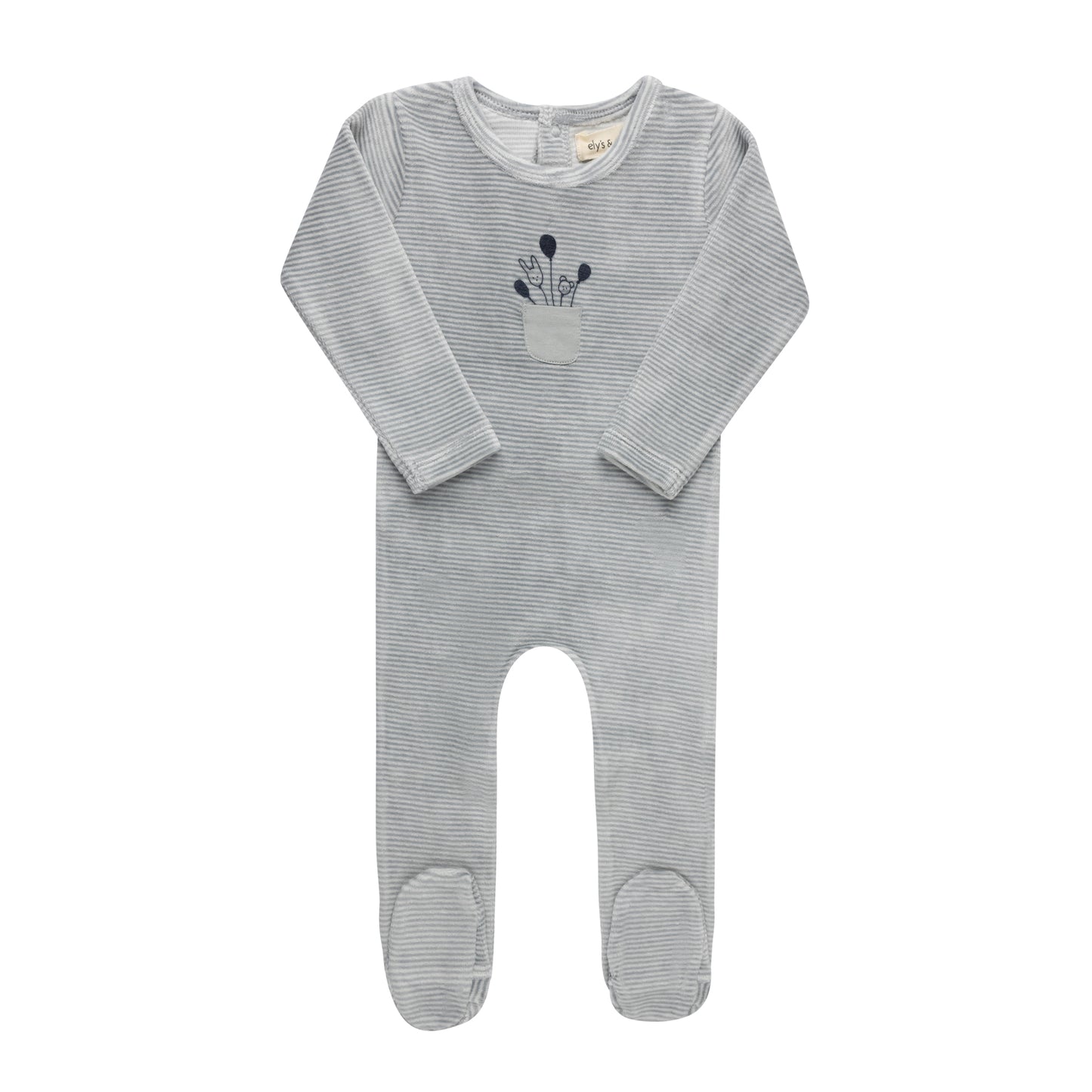 Stripe Footie - Ivory Blue