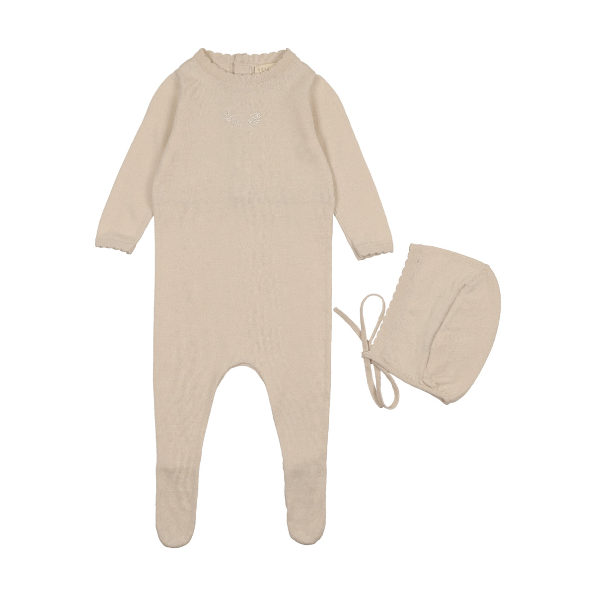 Signature Knit Footie + Bonnet - Stone