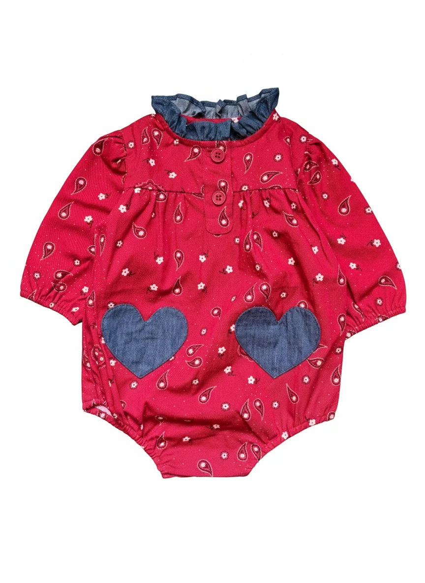 Sylvette Twill Bandana Overalls - Red