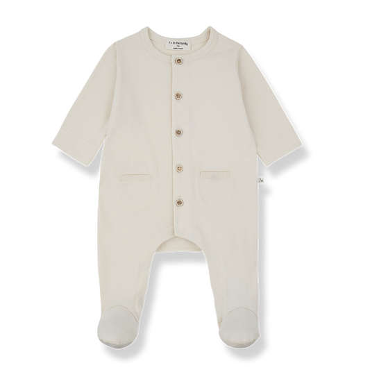 Rennes Jumpsuit With Feet And Hat - Ecru